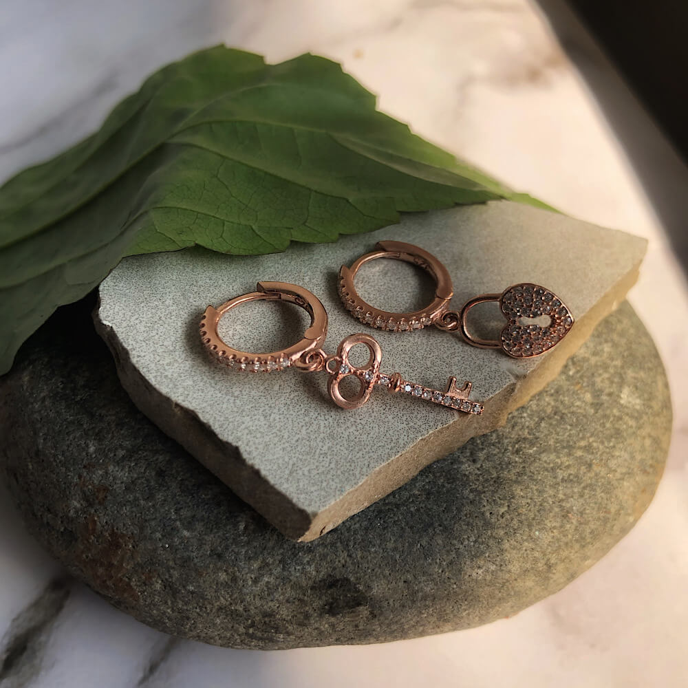 Kloto Gold and Diamond Lock Earrings